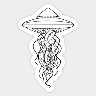 UFO Jellyfish Line Drawing Sticker